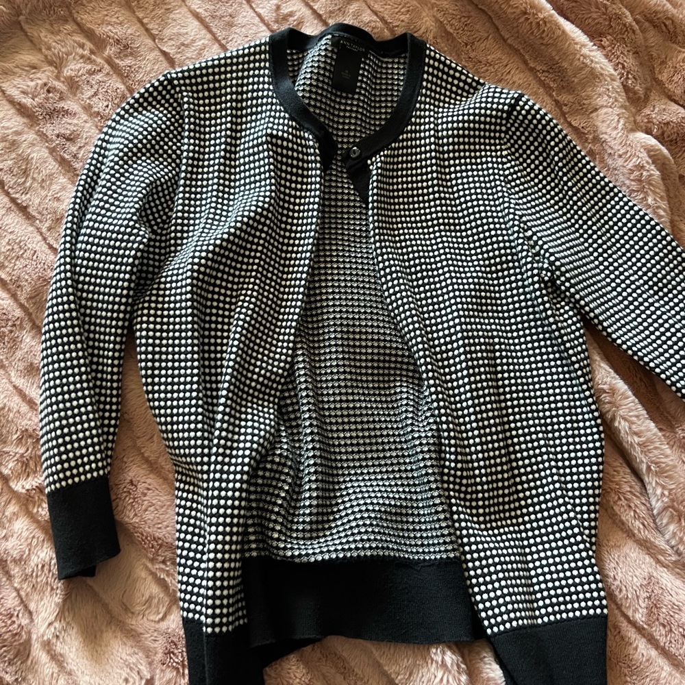 Ann Taylor Factory Black and White Cardigan